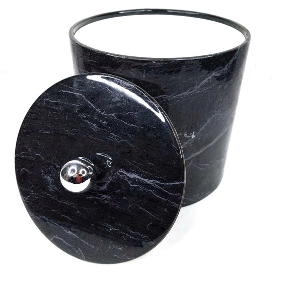 Vintage Ice Bucket Black White Marbled Pattern - Picture 1 of 12